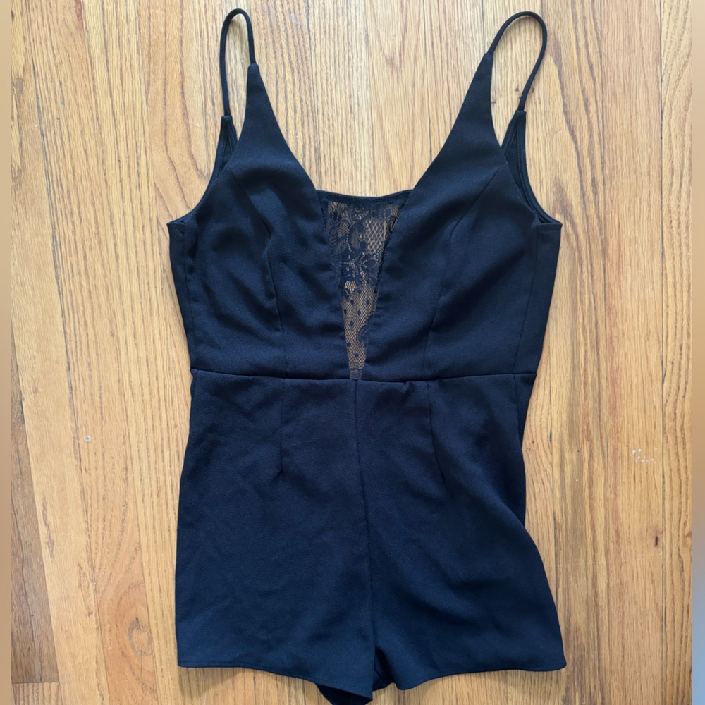 Black romper with lace detail